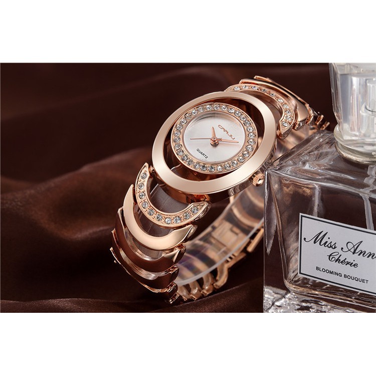 ĐỒNG HỒ NỮ CRRJU 2201 DÂY THÉP CAO CẤP, MẶT TRÒN ĐÍNH ĐÁ, KIỂU DÁNG HIỆN ĐẠI, THỜI TRANG THỜI THƯỢNG Bán lẻ giá sỉ