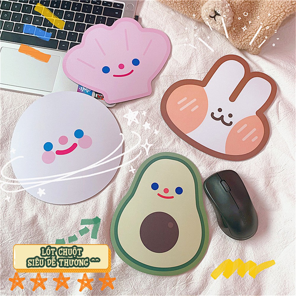 Miếng Lót Chuột Hình Mặt Cười Mỉm, Trái Bơ Siêu Dễ Thương Bàn Di Chuột Mouse Pad Cho Máy Tính - RosyPosy