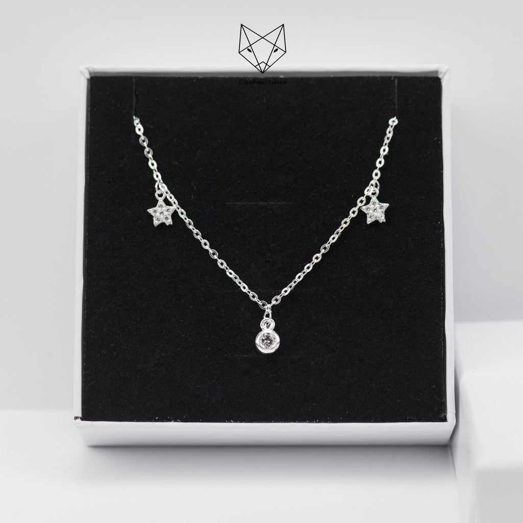 Lắc Tay Lắc Chân Bạc Ta CaoBac Jewellery Cho Nữ Dạng Sợi Xích Hoạ Tiết Sao Đá May Mắn Lấp Lánh Ấn Tượng