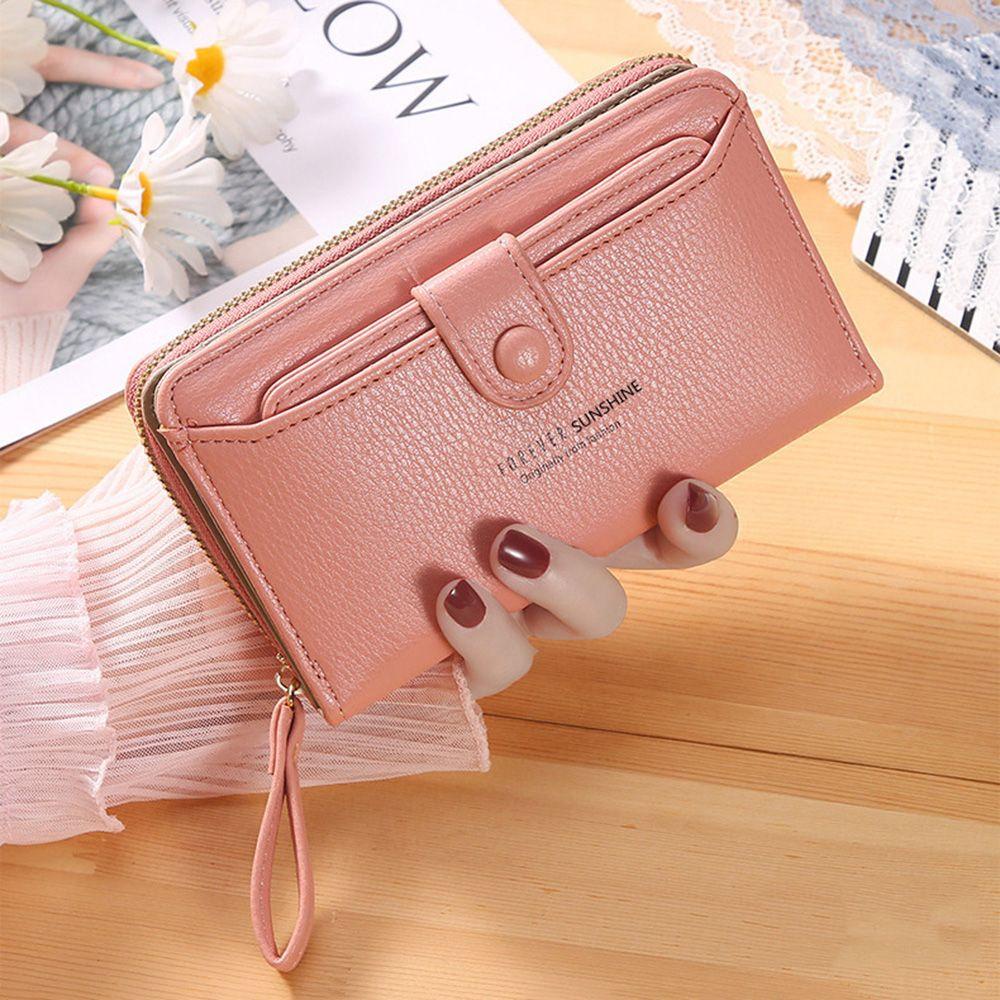 Ví Ngắn Bằng Da PU Màu Trơn Phong Cách Retro Thời Trang Dành Cho Nữ