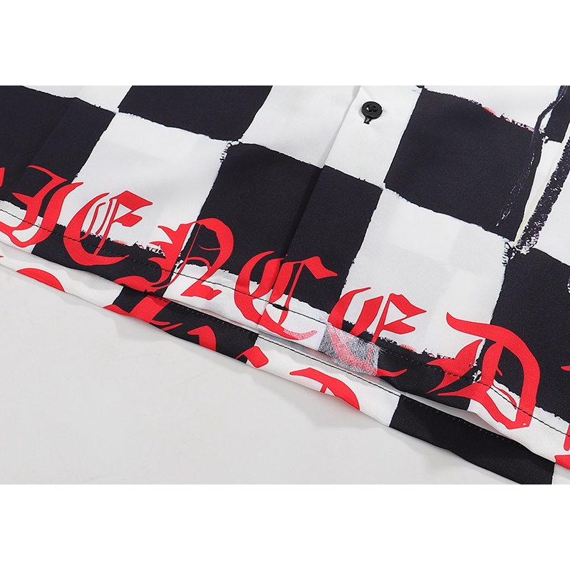 Áo Sơ Mi Tay Ngắn Họa Tiết Bảng Vẽ Thời Trang Đường Phố Mỹ Bắt Mắt Cá Tính798Roufy