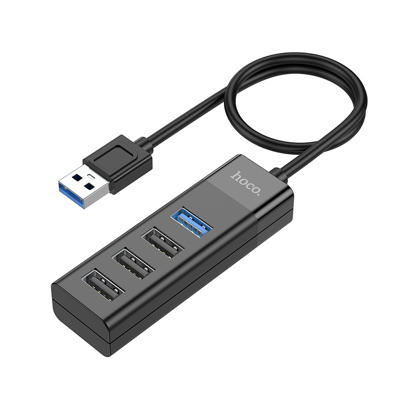 Hub chia cổng USB Hoco HB25 Type-C / USB ra 1 cổng USB 3.0 + 3 cổng USB 2.0 (Đen) - Hãng phân phối
