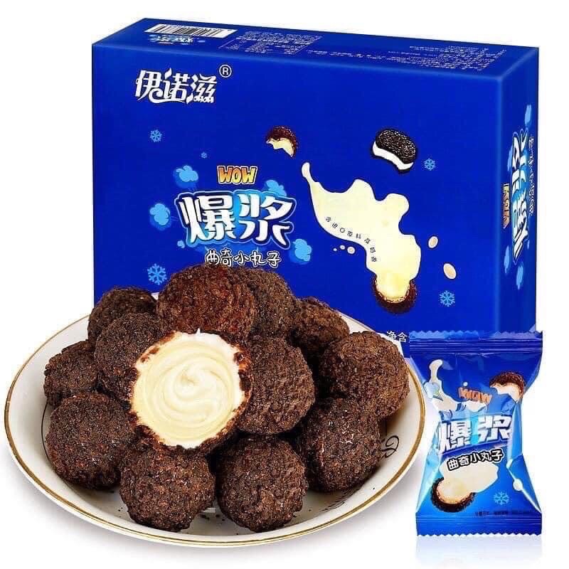 HỘP 208GR - Bánh bi tròn OREO nhân sữa phủ socola bên ngoài