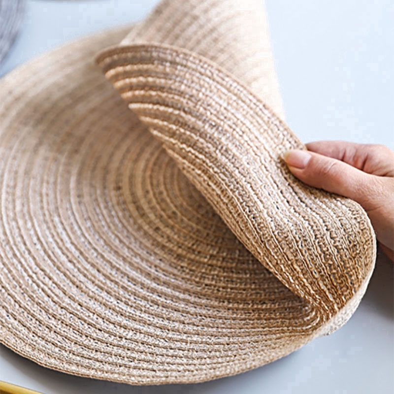 Miếng lót ly hình tròn chất liệu vải lanh cách nhiệt trang trí nhà cửa