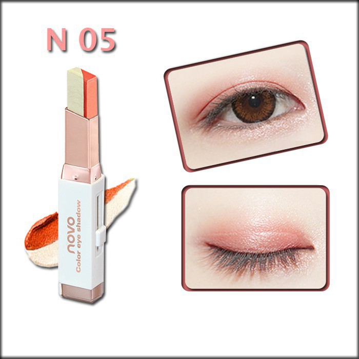 Bút sáp màu mắt NOVO Eyeshadow Double Color Grandient Stick (Phấn mắt NOVO dạng thỏi 2 màu có ánh nhũ) - YZ01