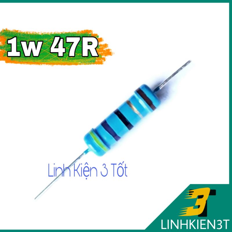 Túi 10 con ) Điện Trở 1W 5% 47R ohm chân đồng loại tốt