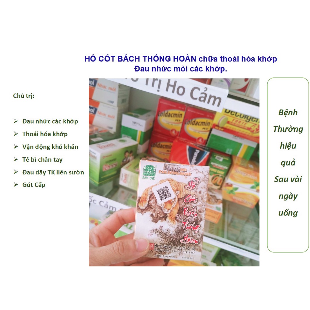 HỔ CỐT BÁCH THỐNG HOÀN Singapo  - hỗ trợ bệnh Xương Khớp, Thoái Hóa cột sống, Đau nhức gân cơ