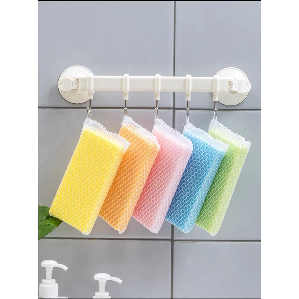 Bộ 5 Mút Lưới Rửa Chén Tạo Bọt Kháng Khuẩn Phụ Kiện Nhà Bếp