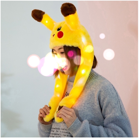 MOLAMGO Tiktok Creative Movable Balloon Bunny Hat Magic Toy with LED Light Rabbit Ears Up &amp; Down Topi Kelinci