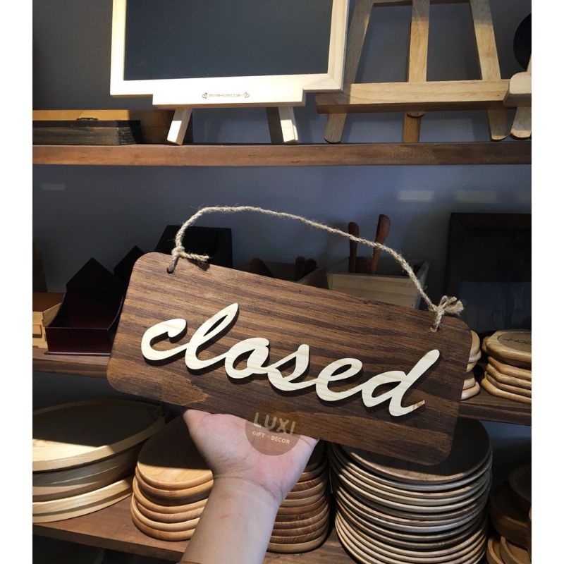 HCM | Bảng gỗ treo cửa 2 mặt OPEN/CLOSE LUXI DECOR HCM