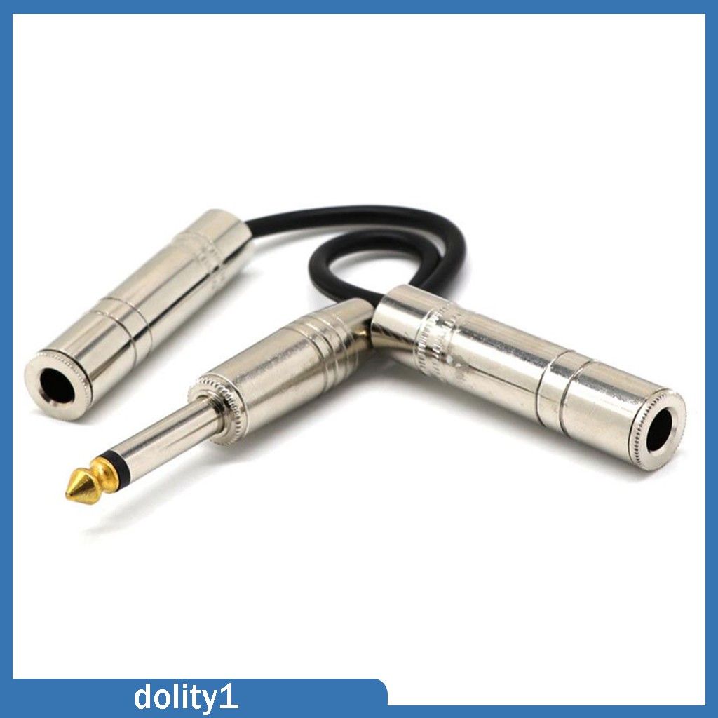 [DOLITY1] 0.2m Long 6.35mm Jack Male to 2 1/4\" Mono Female Audio Y Splitter Cable