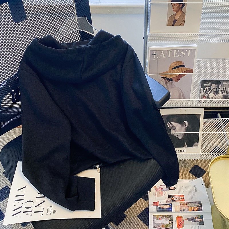 SUXI Áo Khoác Nữ Dài Tay Có Nón Khóa Kéo Thời Trang