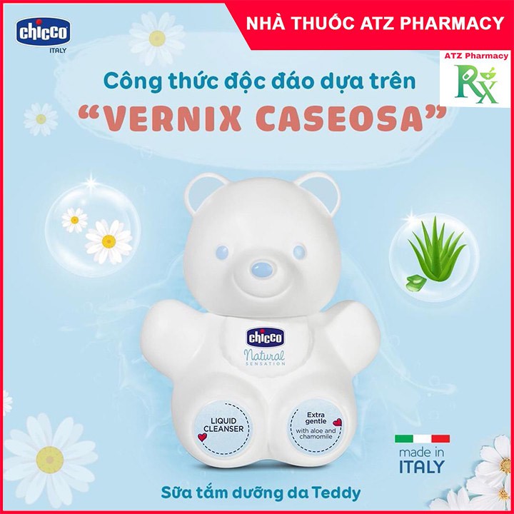 Sữa Tắm Dưỡng Da Natural Sensation Teddy Chicco 0M+ - Giúp Cân Bằng PH & Tăng Miễn Dịch Cho Da - ATZ Pharmacy