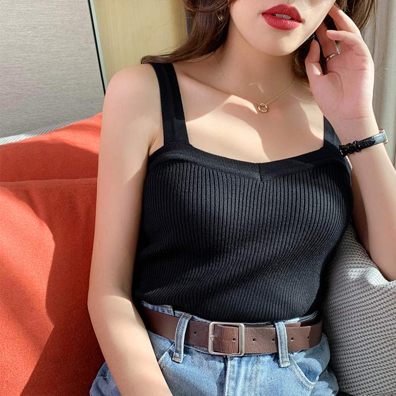 Áo kiểu hai dây không tay màu trơn thời trang mùa hè quyến rũ dành cho nữ