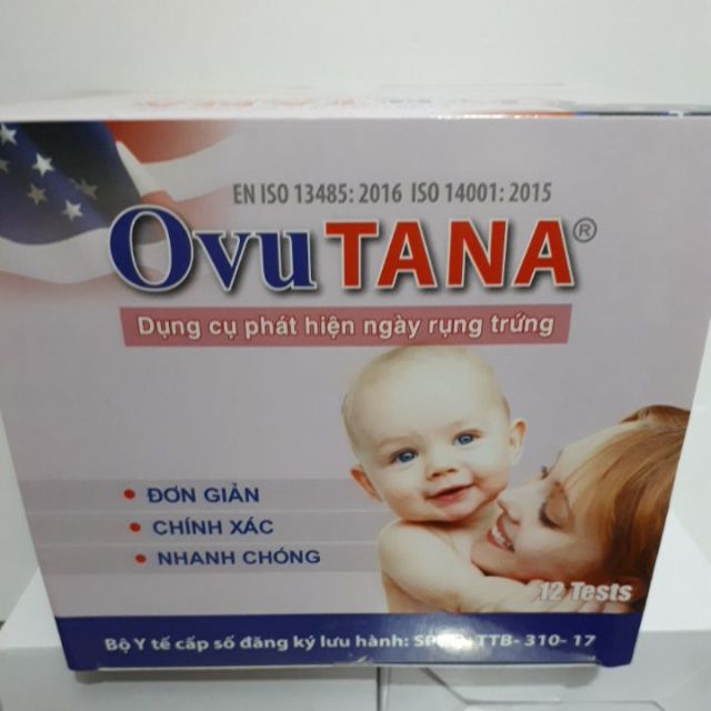 Que thử rụng trứng OvuTana Sinh con theo ý muốn  Hộp 12 que