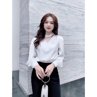 ❣️FREESHIP❣️ Áo Cổ Cách Điệu Vai Cườm