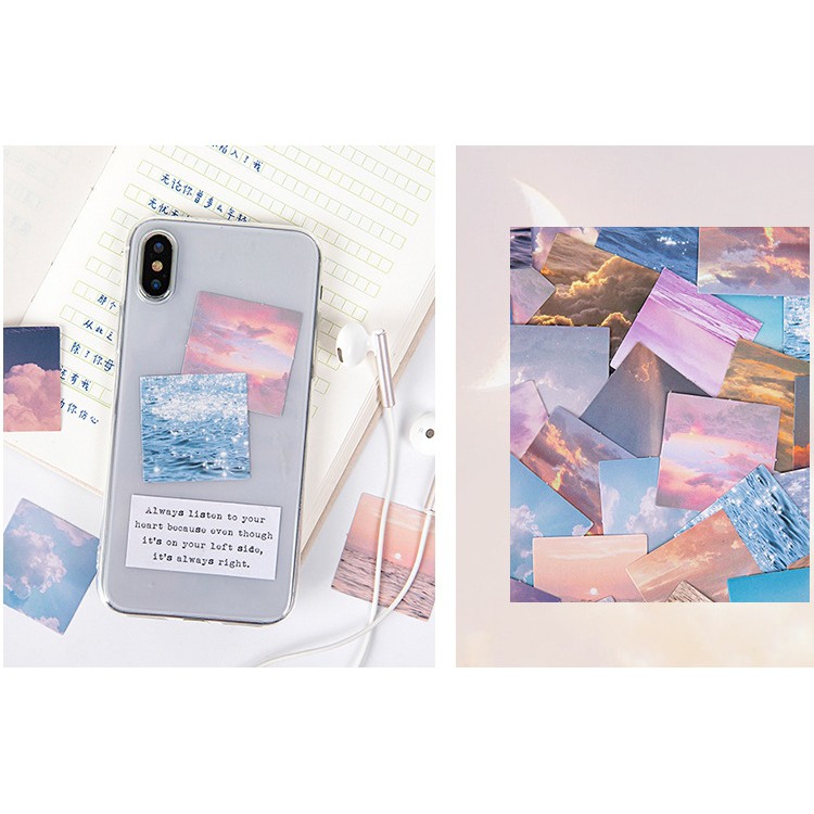 Hộp 46 miếng sticker mẫu bầu trời và biển cả