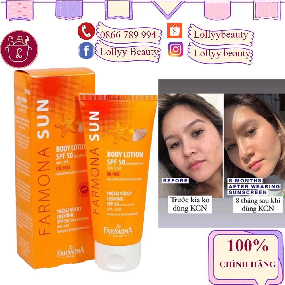 Kem Chống Nắng Da Dầu FARMONA SUN FACE CREAM SPF 50 OIL FREE