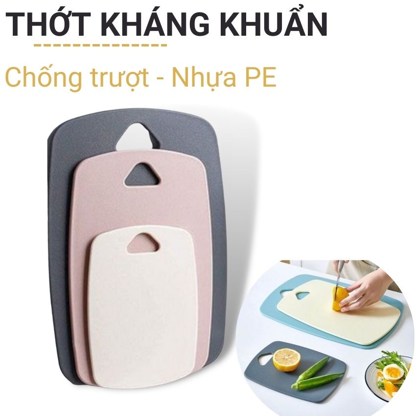 Combo 3 thớt nhựa kháng khuẩn chịu nhiệt tốt chống xước bề mặt độ cứng cao dễ dàng vệ sinh an toàn sức khỏe Angola