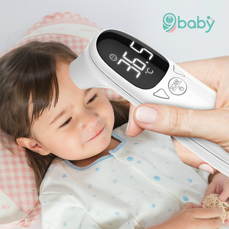 Nhiệt kế hồng ngoại đo trán dành cho bé, nhiệt kế y tế 9Baby