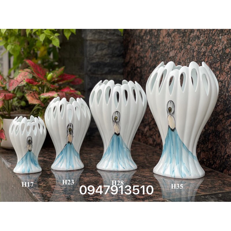 Lọ hoa Bàn tay Phật, Hoa Sen Đại thanh, hình chuồn, hình cô gái