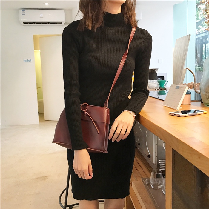 Váy Len Nữ Cao Cổ  Dài Tay Đầm Ôm Body Dáng Dài Mềm Mịn Xiaozhainv vn Co Giãn Hàng Quảng Châu Loại 1 mới nhất 2021 T2E8 | BigBuy360 - bigbuy360.vn