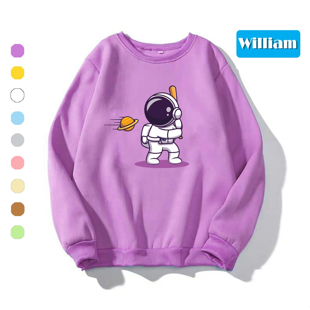 Áo sweater nam nữ in hình Du Hành Gia dễ thương cute, chất nỉ dày dặn, hợp làm áo cặp William - DS155