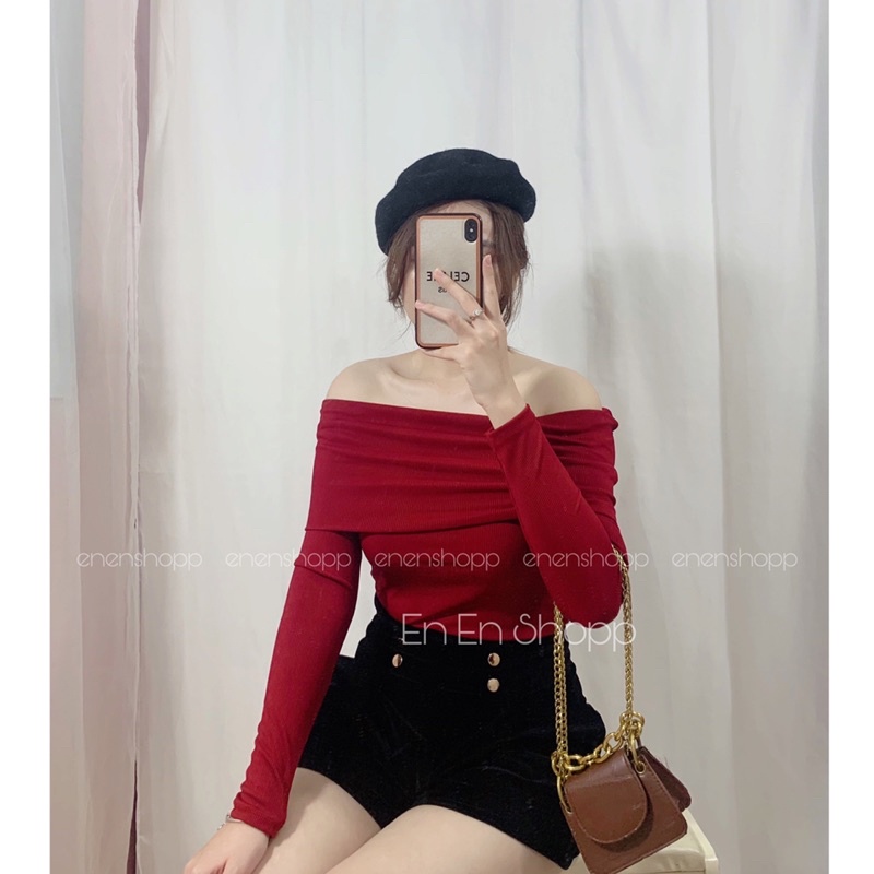 [ẢNH THẬT] Áo thun trễ vai tăm(A429)