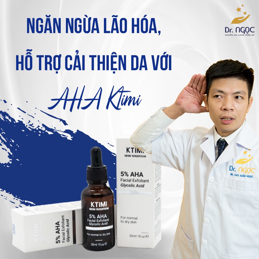 Tẩy da chết hóa học AHA 5% 3Oml .KTIMI Facial Exfoliant Glycolic a cid, tẩy tế bào chết an toàn , dịu nhẹ cho da khô