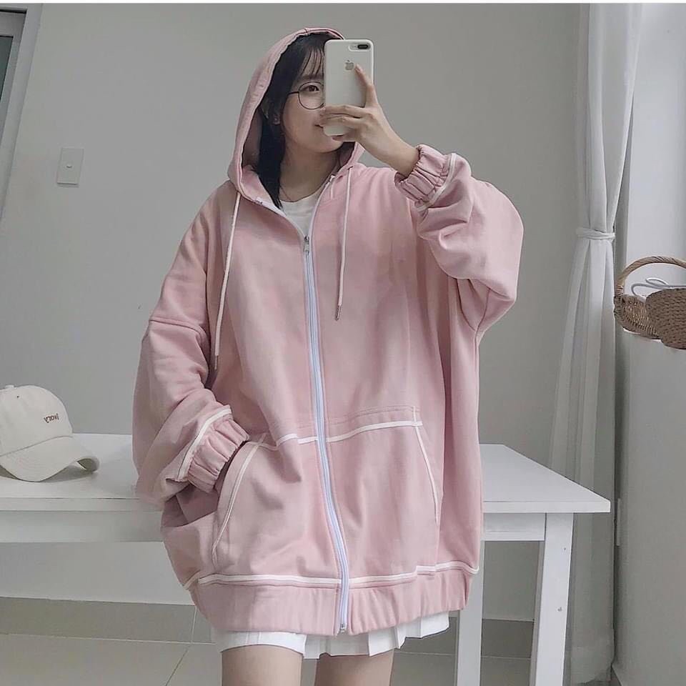 Áo khoác nỉ CHỈ NỔI nam nữ có mũ HOODIE ZIP 3 màu - Áo hoddie unisex phom to chất nỉ có khóa kéo form rộng dáng C426