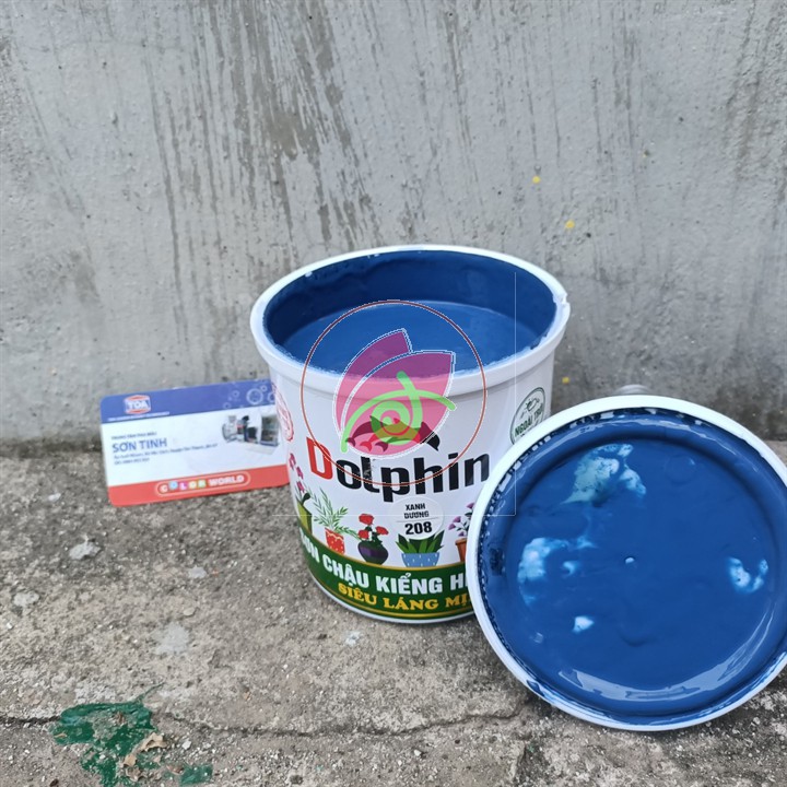 Sơn chậu màu xanh dương hệ nước Dolphin 1kg