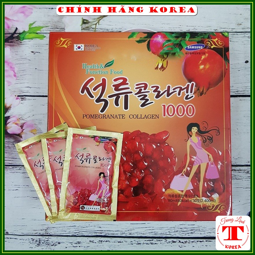 Nước ép Lựu collagen hàn quốc chính hãng, hộp 30 gói x 80ml - tranglinh