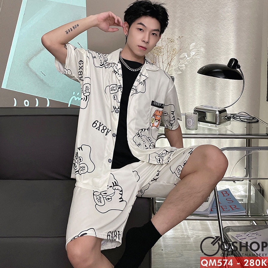 Bộ đồ pijama nam quần ngắn, tay ngắn cao cấp QSHOP QM573 - QM574