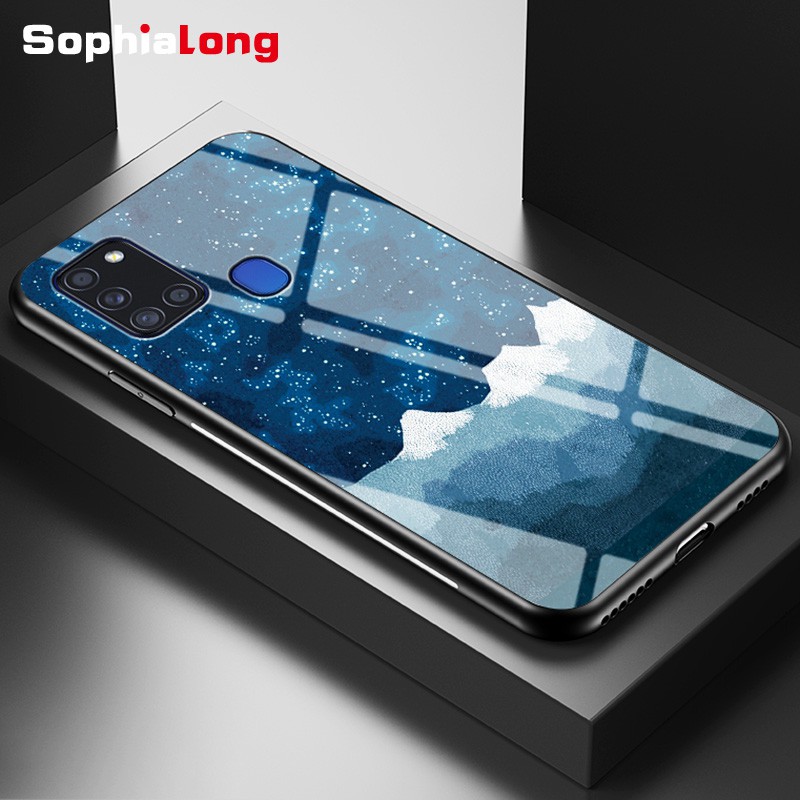 Ốp Điện Thoại Kính Cường Lực Khung Mềm Chống Vỡ In Hình Bầu Trời Sao Cho samsung Galaxy a21s A31 A21 A01 a21s