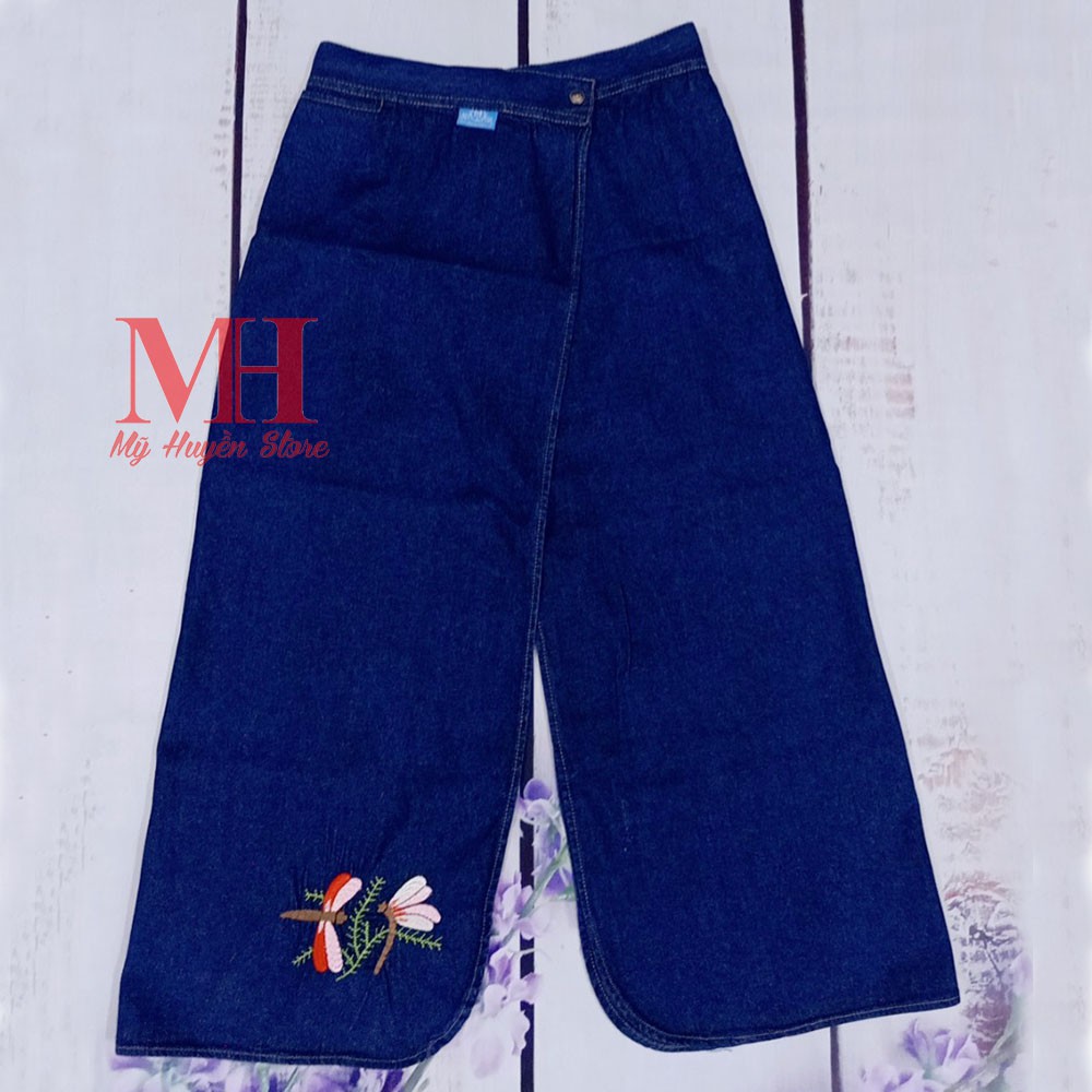 Váy Chống Nắng Dạng Quần Jean Chất Liệu Cotton Dày Dặn Và Mềm Mại Thêu Họa Tiết Có Nút Bấm Chân Tiện Lợi Mỹ Huyền Store | BigBuy360 - bigbuy360.vn