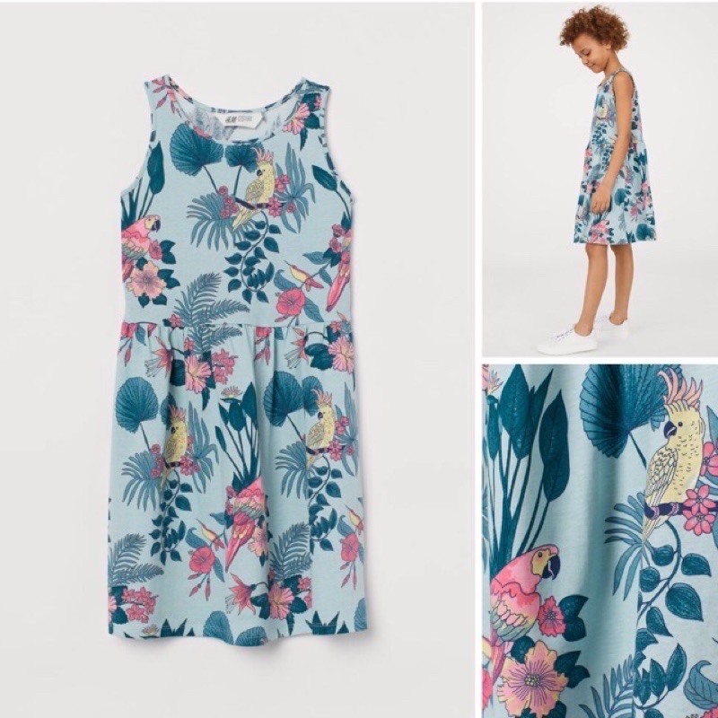 Váy xanh hoa tiết mẫu mới xinh cho bé gái lớn  săn sale US sz 8-10y, 12-14y