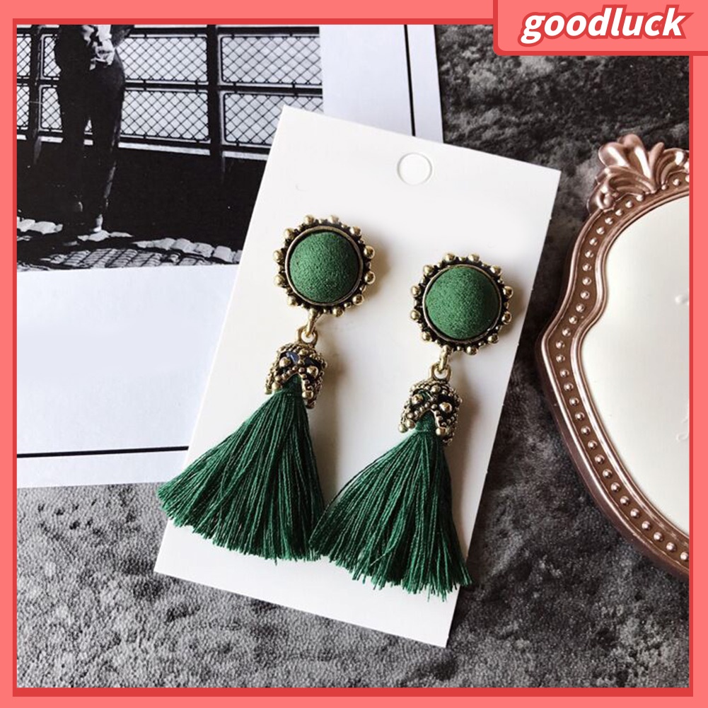 Đôi Bông Tai Dáng Dài Phối Tua Rua Thời Trang Cho Nữ