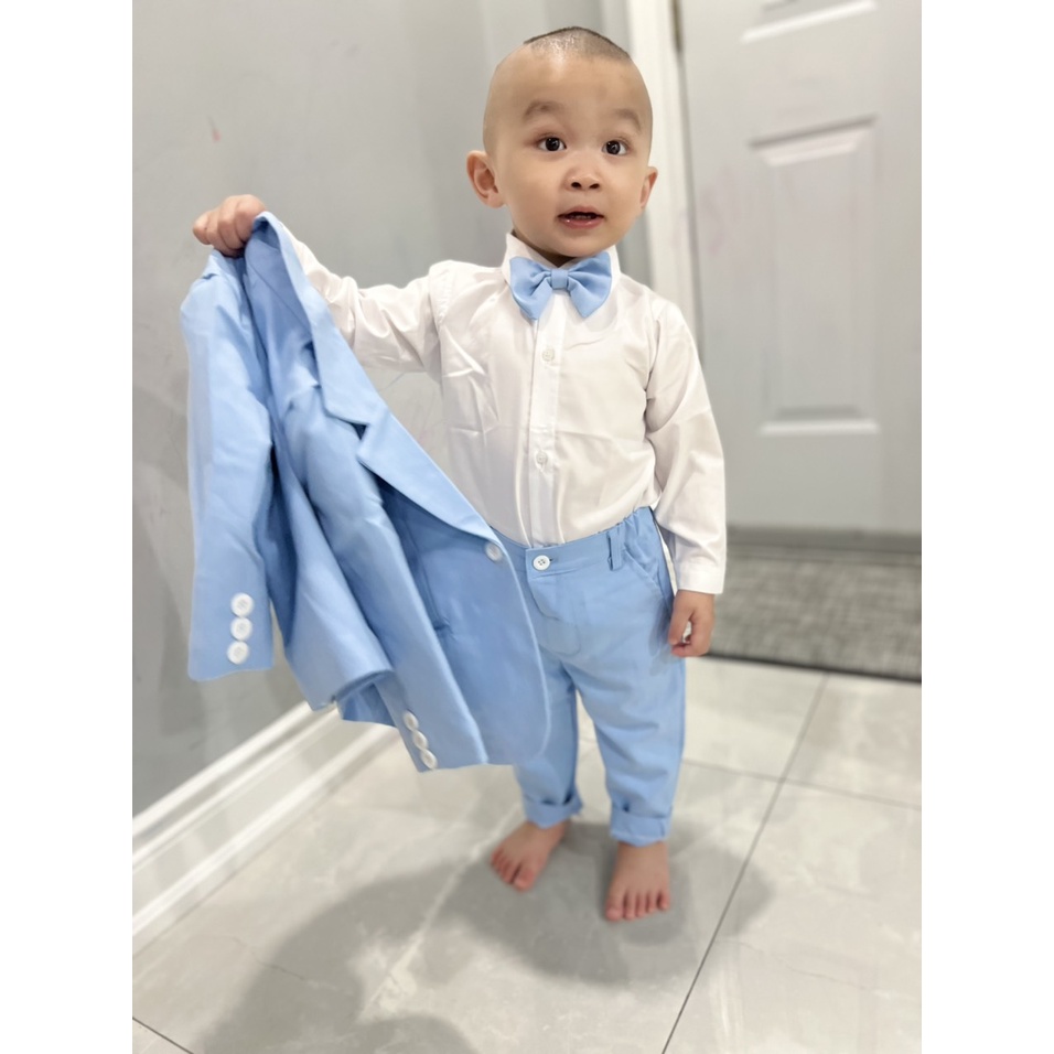 Set Vest Xanh Dương Cho Công Tử Nhí