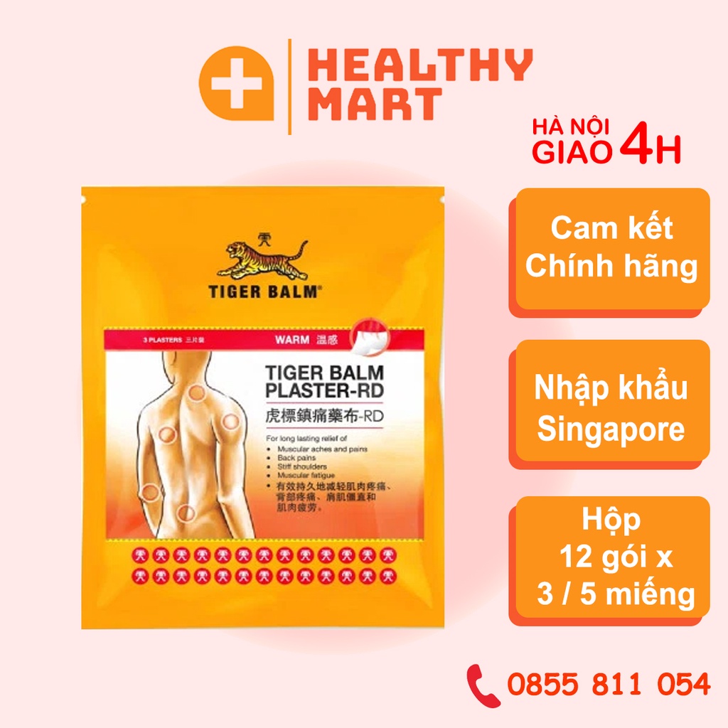 ✔️️️ Miếng dán thảo dược Tiger Balm Plaster - Gói 3 / 5 lá dán nóng - Nhập khẩu Singapore - An toàn cho sức khỏe