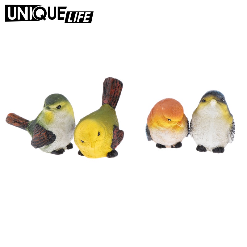Set 4 Chú Chim Bằng Nhựa Resin Nhân Tạo Trang Trí Sân Vườn Yoyoyo01