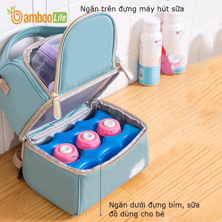 Balo bỉm sữa Bamboo Life BL084 giữ nhiệt, bảo quản sữa, đựng nhiều đồ thuận tiện cho mẹ và bé ra ngoài