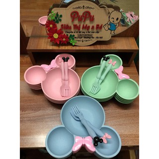[FREE SHIP _99k] Bộ bát dĩa micky lúa mạch tập ăn dặm cho bé