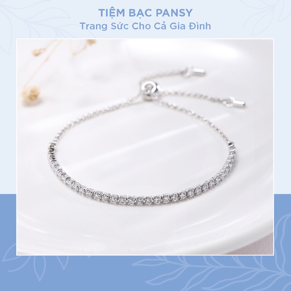 Lắc tay bạc nữ PANSY thiết kế dải đá lấp lánh - Vòng tay nữ bạc chốt dây rút