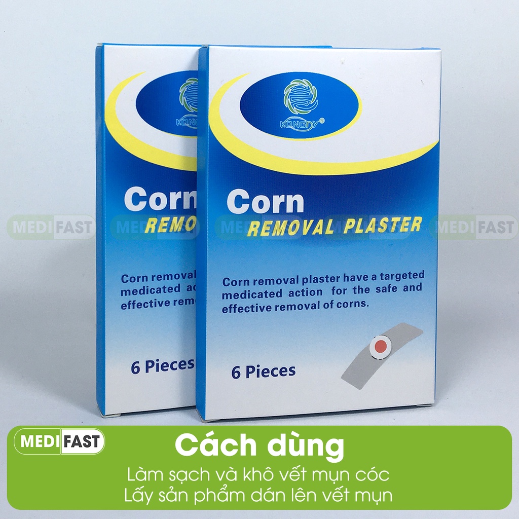 Miếng dán giảm mụn cóc Corn Removal Plaster Hộp 6 miếng dán mụn cơm, chai chân an toàn, không gây đau