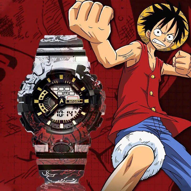 CASIO Đồng Hồ Đeo Tay Điện Tử Đa Năng Có Đèn Led In Hình Nhân Vật Luffy Trong One Piece