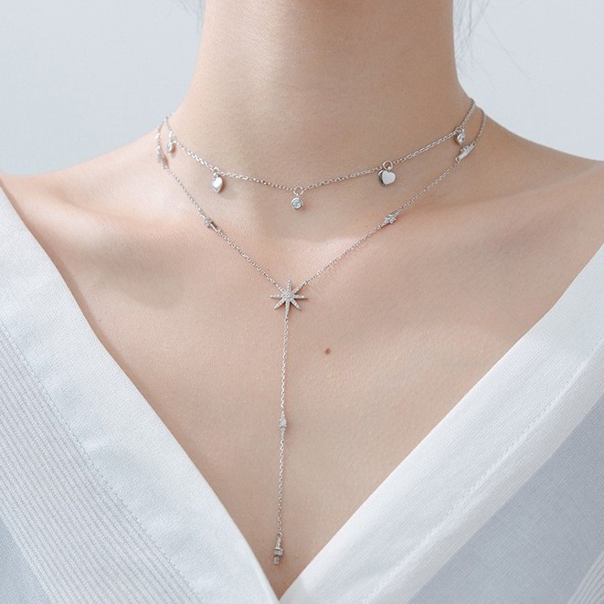 [Ảnh thật] Dây Chuyền Nữ Bạc 925 Cao Cấp ERASHOP 074871 - Dãy Tim Nữ Tính, Đơn Giản Siêu Rẻ Đẹp