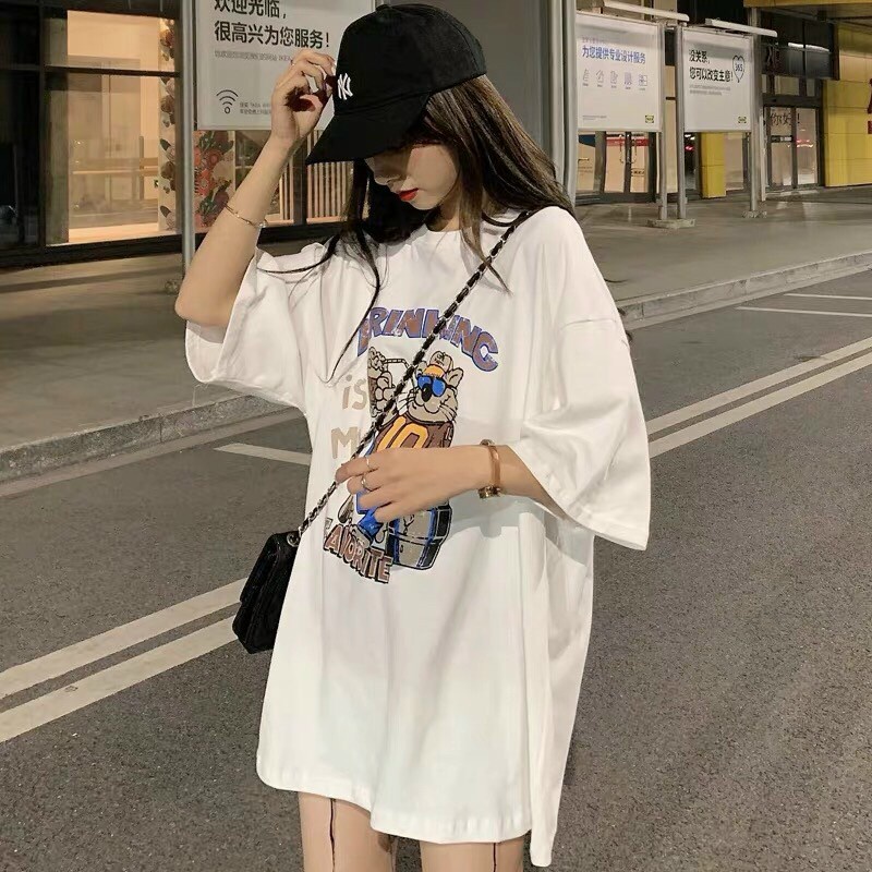 Áo Thun Form Rộng Nam Nữ Unisex Tay Lỡ Dáng Suông In Hình DRINKING