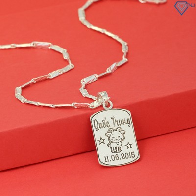 Dây chuyền bạc trẻ em hình con dê khắc tên DCT0083 Trang Sức TNJ