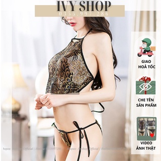 Áo Yếm Hở Lưng Sexy Nữ Chất Lụa Phối Ren Cột Dây Gợi Cảm - Yếm Ngủ Tân Nương Kèm Quần Lót Lọt Khe - Y800 - Ivyshop