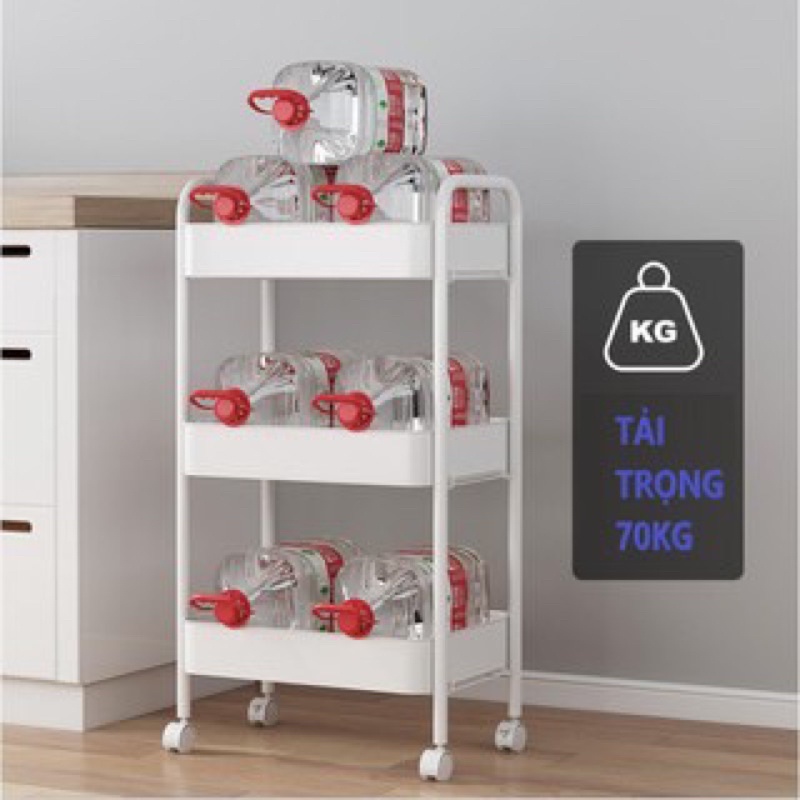 Kệ Đa Năng 3-4 Tầng Để Đồ Nâng Cấp Bằng Sắt, Kệ xe đẩy Sa Tay Cầm Kiểu Mới